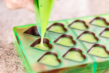 Image showing Chocolate in heart forms