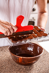 Image showing Making chocolate candies