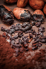 Image showing Cacao nibs with cacao beans