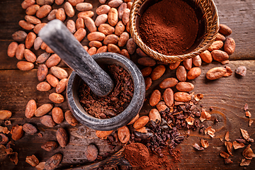 Image showing Top view of cocoa beans