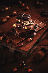 Image showing Chocolate pieces with hazelnut