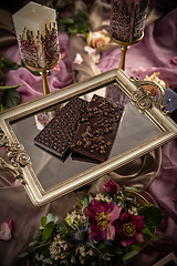 Image showing Chocolate bars with coffee beans