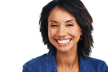 Image showing Skincare, beauty and face portrait of woman in studio isolated on a white background mockup. Cosmetics, makeup and happy female model with glowing, healthy or flawless skin after spa facial treatment