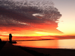 Image showing Bright red sunset over the ocean - Australia