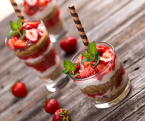 Image showing Strawberry yogurt parfait