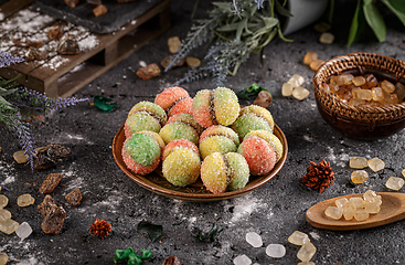 Image showing Multi coloured homemade cookies