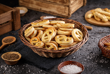 Image showing Homemade mini pretzels with cummin