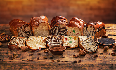 Image showing Assortment of sweet bread loaf
