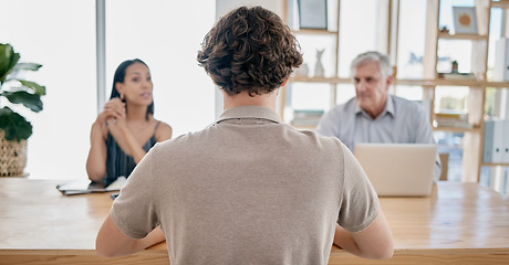 Image showing Job interview, business people and HR, recruitment and hiring opportunity in startup office. Human resources, company meeting and employer discussion of onboarding, planning and application question