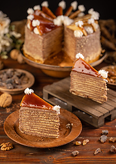 Image showing Two pieces of chocolate cake