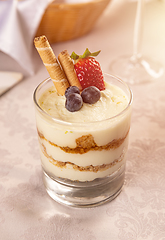 Image showing Tiramisu dessert served in a glass