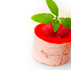 Image showing fresh raspberry cake mousse dessert