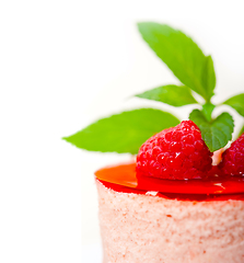 Image showing fresh raspberry cake mousse dessert