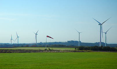 Image showing wind cone near a wind farm