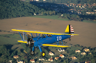 Image showing Biplane Boeing  Stearman  in flight