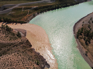 Image showing The confluence of two rivers