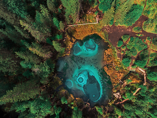 Image showing Geyser (blue, silver) lake with thermal springs