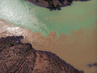 Image showing The confluence of two rivers