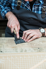 Image showing Concept of handmade craft production of leather goods.