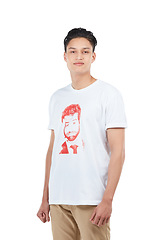 Image showing Confident, stylish and portrait of a handsome Asian man isolated on a white background in studio. Confidence, attractive and Japanese model in casual clothing for fashion on a studio background