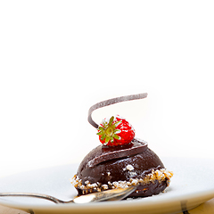 Image showing fresh chocolate strawberry mousse