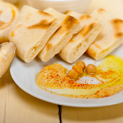 Image showing Hummus with pita bread