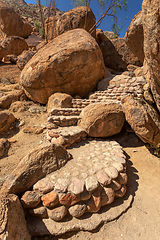 Image showing landscape behind White lady paintings in Namibia