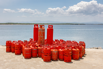 Image showing red Domestic Propane Gas Bottle