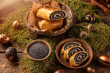 Image showing Sweet bread buns stuffed with poppy seeds