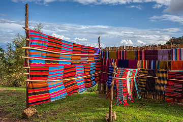 Image showing hand made colorful scarf, Ethiopia