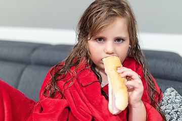 Image showing happy cute little girl with curly golden hair