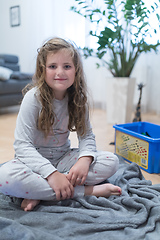 Image showing little Caucasian girl child with disheveled hair