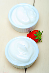 Image showing organic Greek yogurt and strawberry