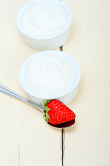 Image showing organic Greek yogurt and strawberry