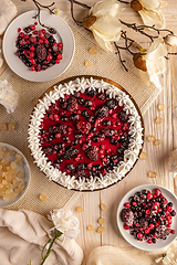 Image showing Yoghurt cake with fresh berries