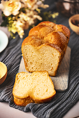 Image showing Homemade baked braided brioche bread