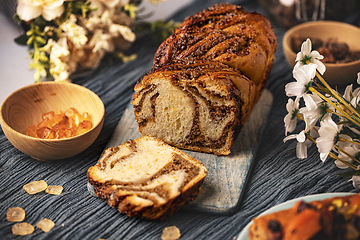 Image showing Sweet swirl bread walnut babka