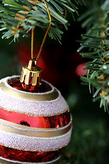 Image showing Christmas ornaments on tree.