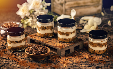 Image showing Classic tiramisu in a glass