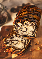 Image showing Twisted babka with poppy seeds.