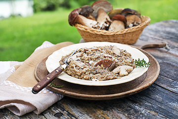 Image showing Risotto boletus edulis