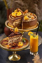 Image showing Still life of rustic chocolate cake