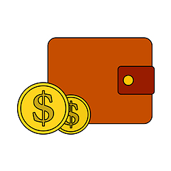 Image showing Two Golden Coins In Front Of Purse Icon