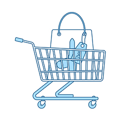 Image showing Shopping Cart With Bag Of Cosmetics Icon