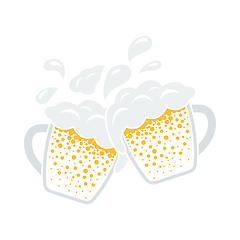 Image showing Two Clinking Beer Mugs With Fly Off Foam Icon