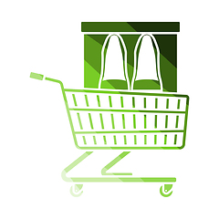 Image showing Shopping Cart With Shoes In Box Icon