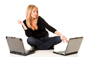 Image showing woman with notebooks