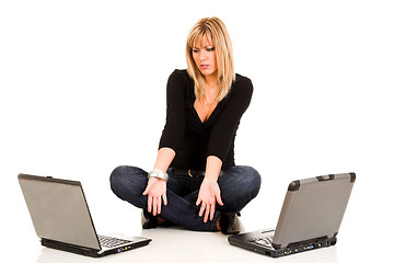 Image showing woman with notebooks