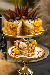 Image showing Fancy layered walnut cake