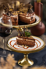 Image showing Slice of tasty chocolate cake